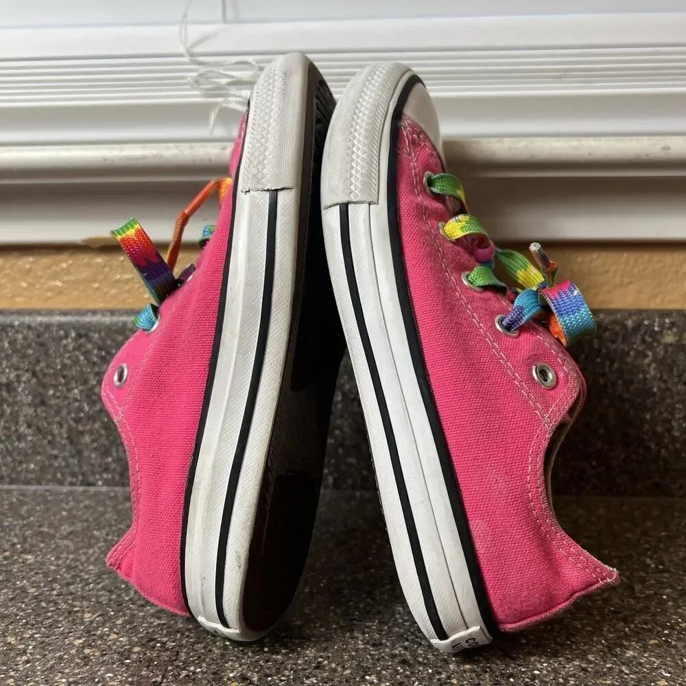 Converse All Star Little Girls Size 1 Pink Canvas Shoes Low Top Sneakers Lace Up